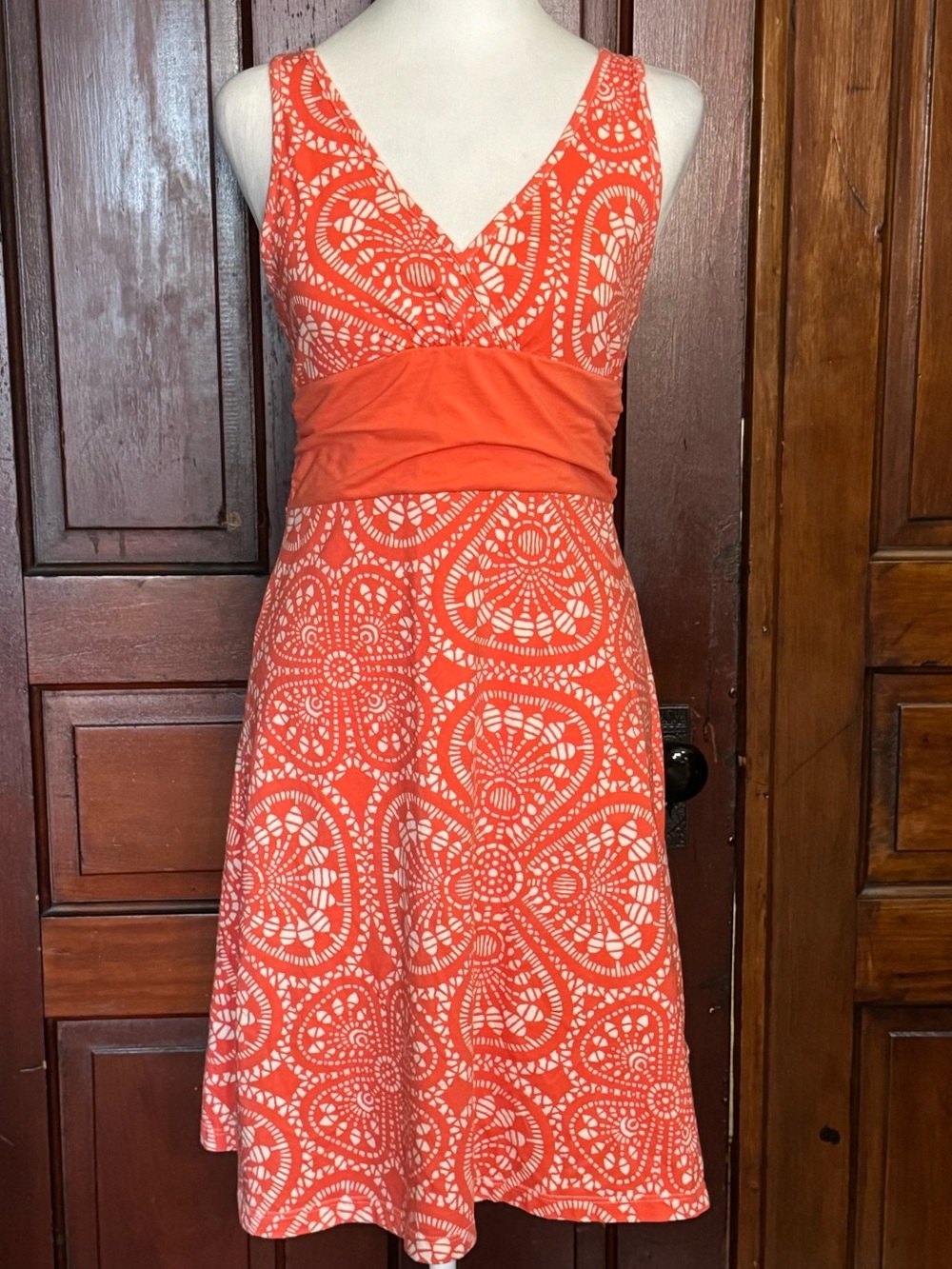 Patagonia Women’s Orange Margot Dress Size Small Organic Cotton Fit and Flare